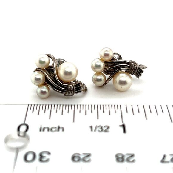 Mikimoto Estate Akoya Pearl Earrings Sterling Silver 5.75 mm 4.5 Grams M253 - Picture 5 of 10